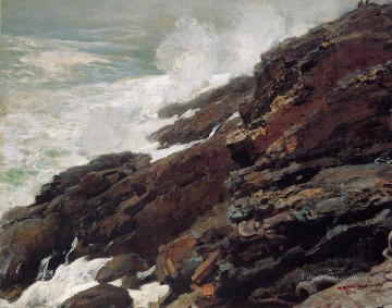  Coast Art - High Cliff Coast of Maine Realism painter Winslow Homer